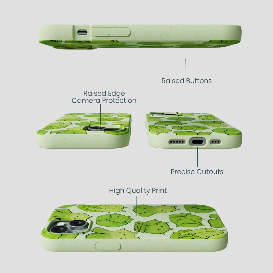 Sage Green Silly Cabbage iPhone 14 Case - Image 3