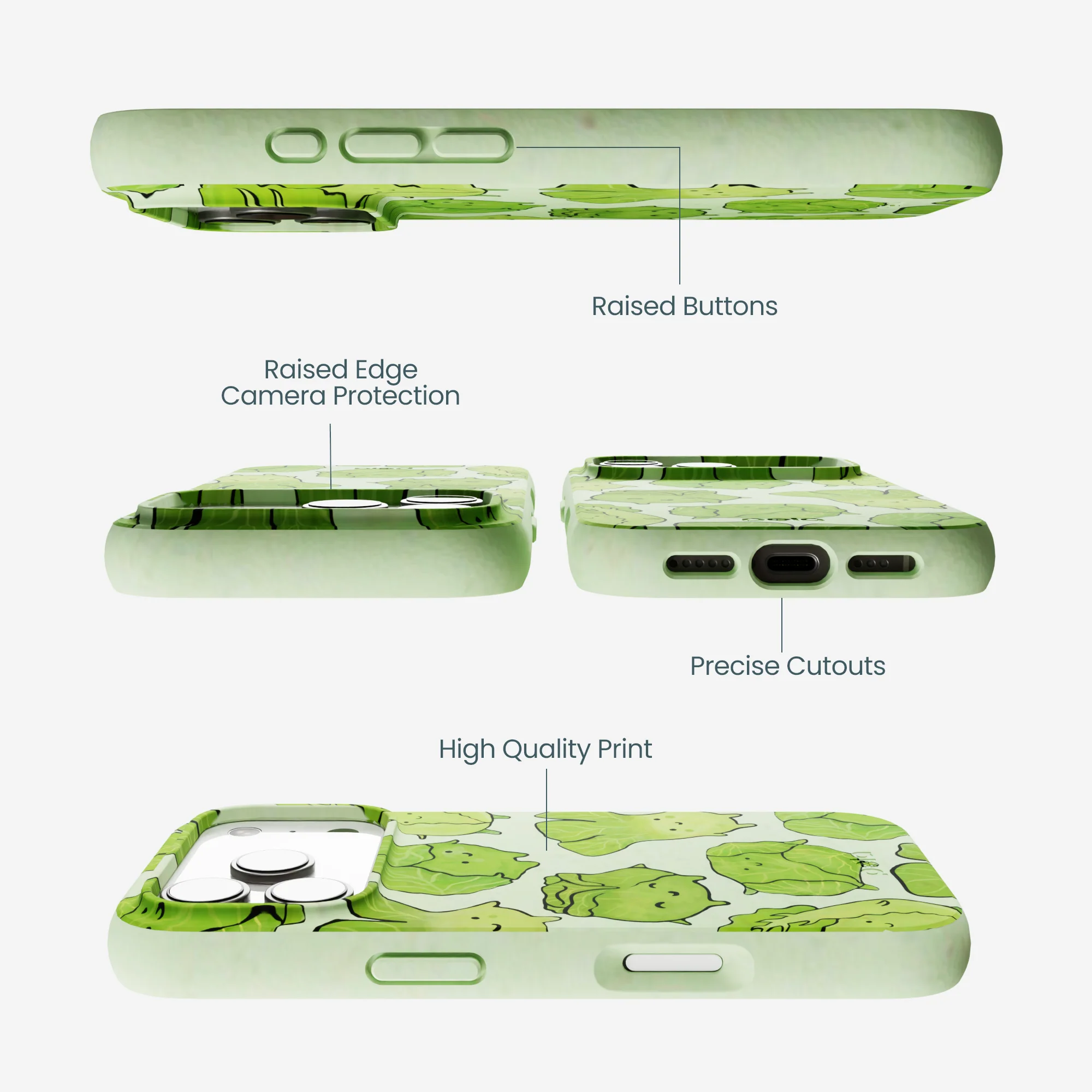 Sage Green Silly Cabbage iPhone 17 Pro Case - Image 3