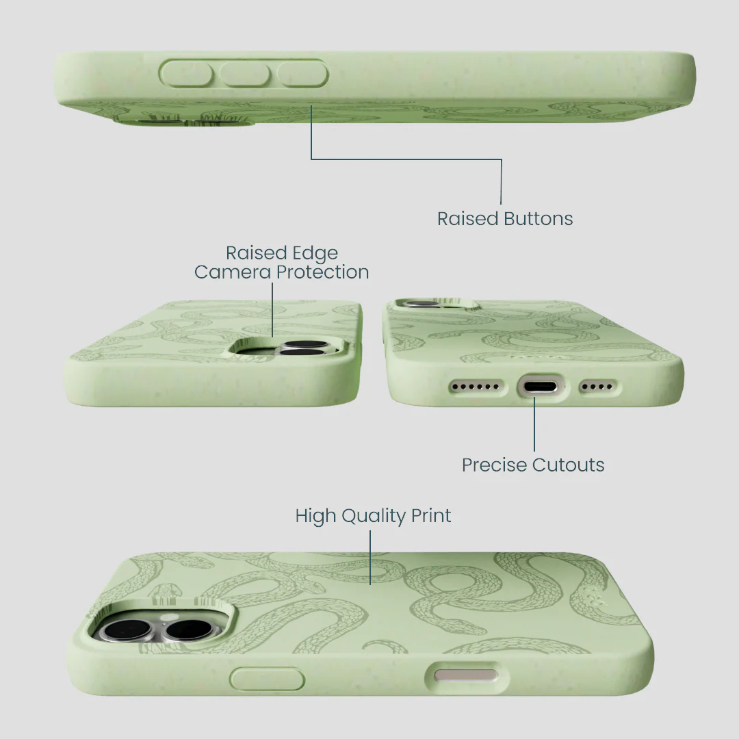 Sage Green Snaky iPhone 16 Plus Case - Image 3
