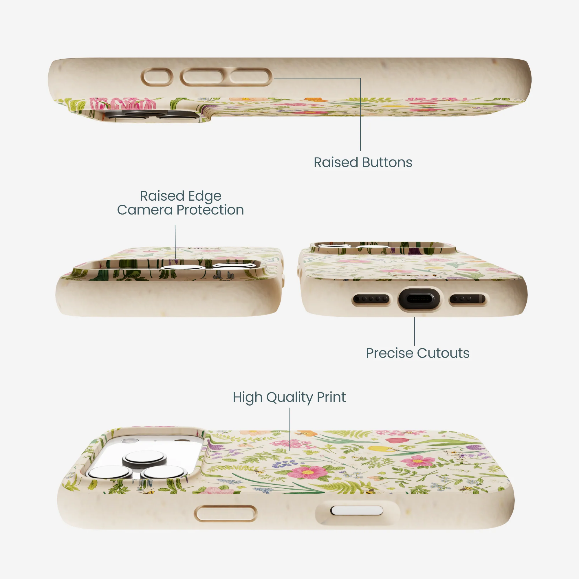 Seashell Bee Meadow iPhone 17 Pro Case - Image 3
