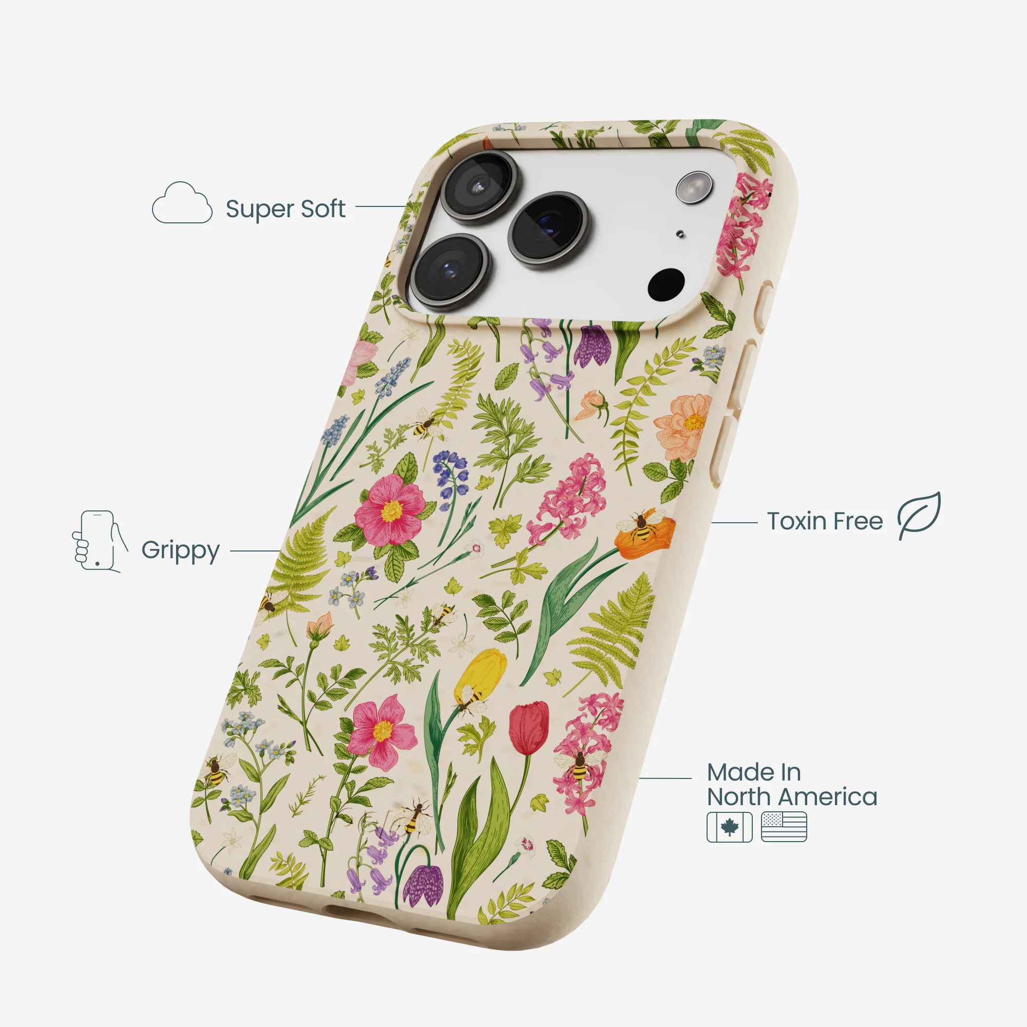 Seashell Bee Meadow iPhone 17 Pro Case - Image 4
