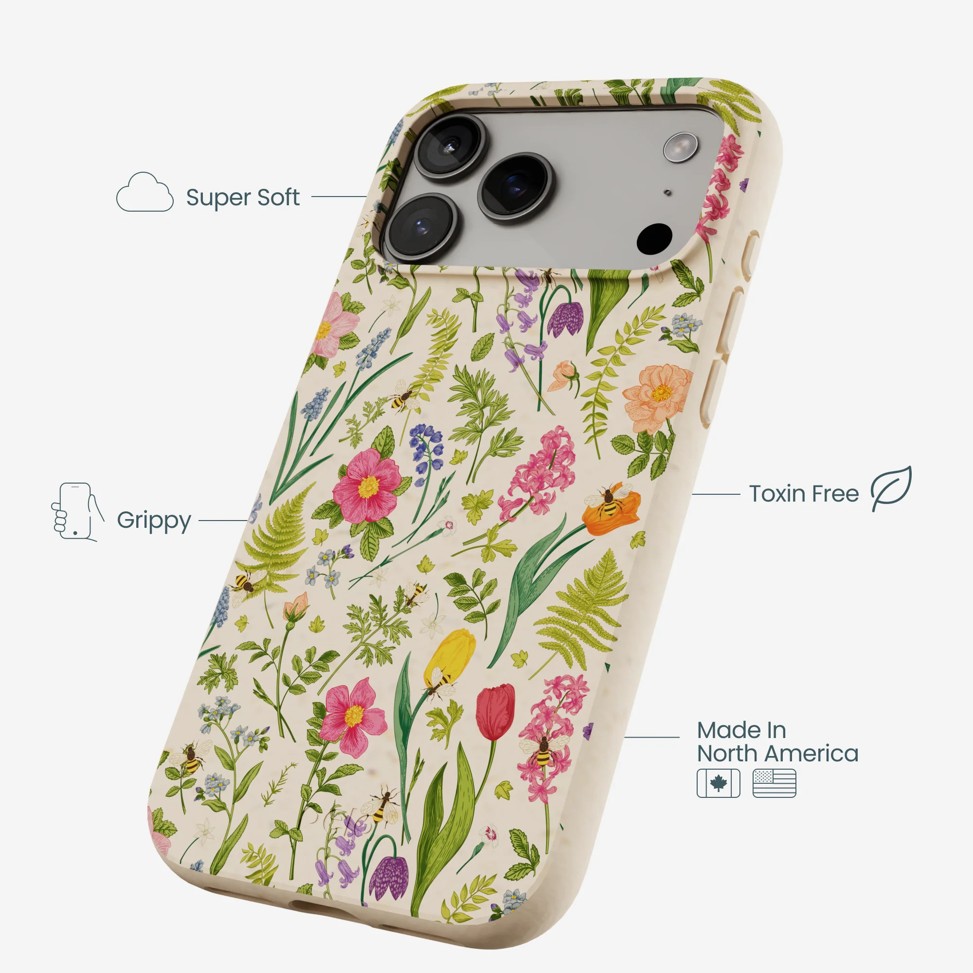 Seashell Bee Meadow iPhone 17 Pro Max Case - Image 4