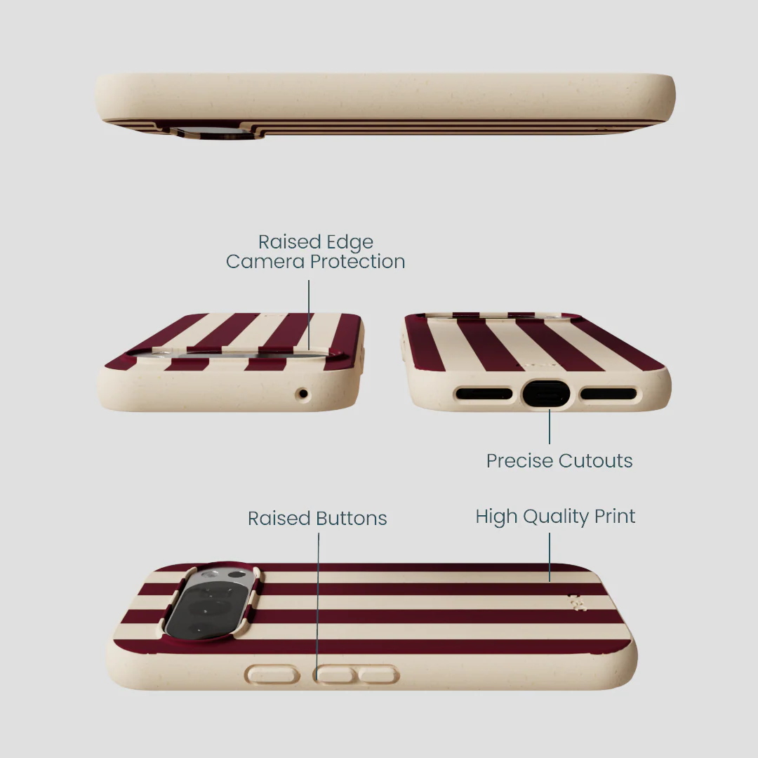 Seashell Big Burgundy Stripes Google Pixel 10/10 Pro Case - Image 3