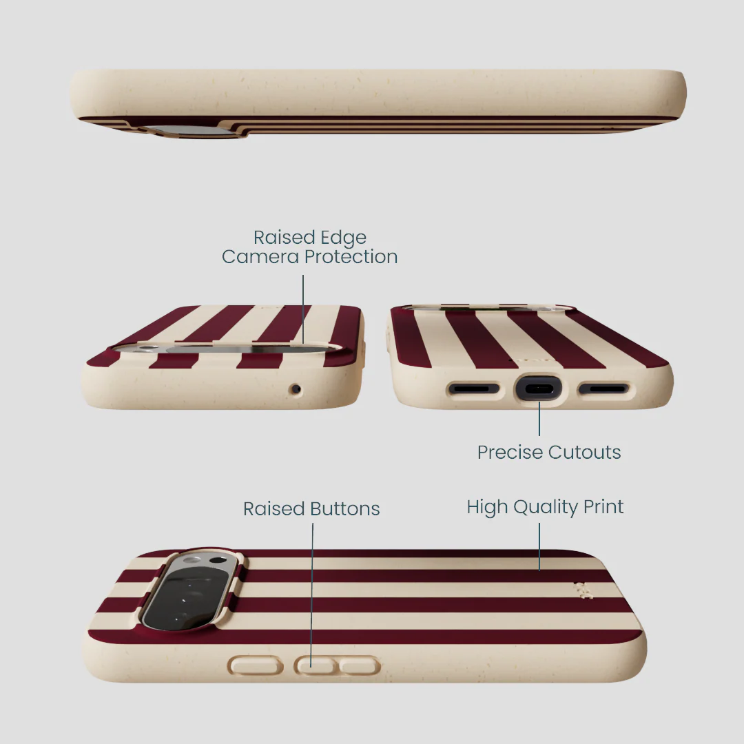 Seashell Big Burgundy Stripes Google Pixel 10 Pro XL Case - Image 3
