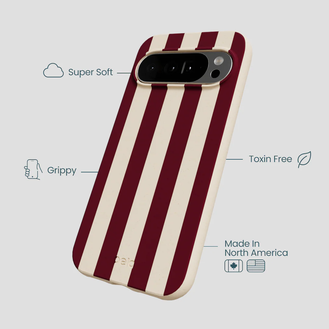 Seashell Big Burgundy Stripes Google Pixel 10 Pro XL Case - Image 4