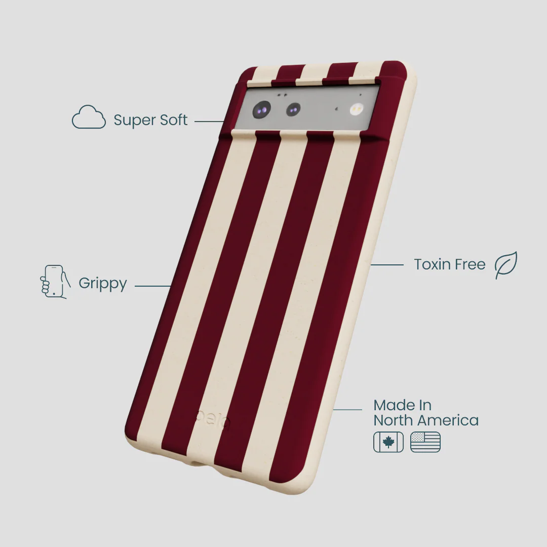 Seashell Big Burgundy Stripes Google Pixel 6 Case - Image 4