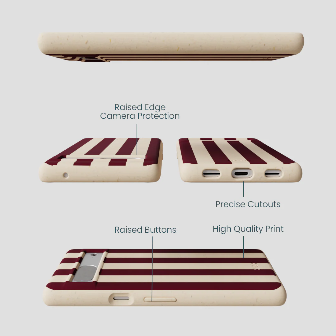 Seashell Big Burgundy Stripes Google Pixel 7 Case - Image 3