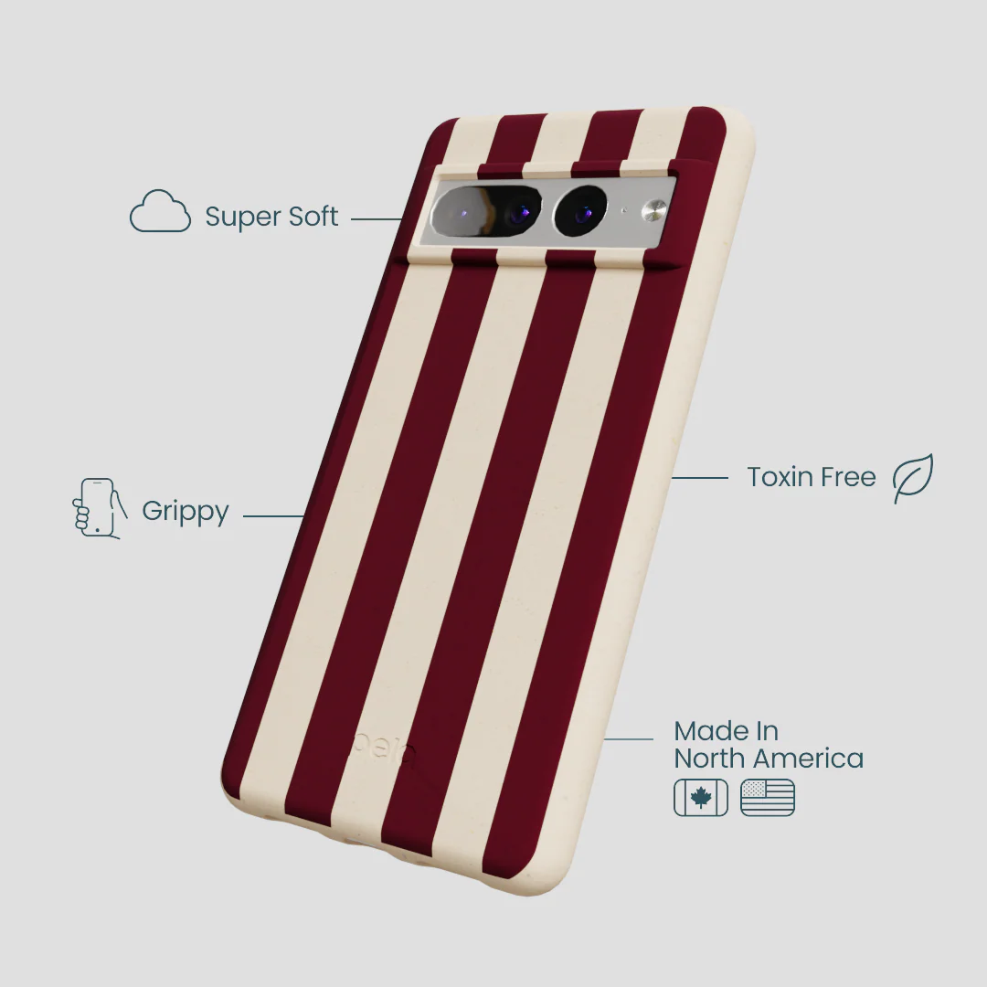 Seashell Big Burgundy Stripes Google Pixel 7 Pro Case - Image 4