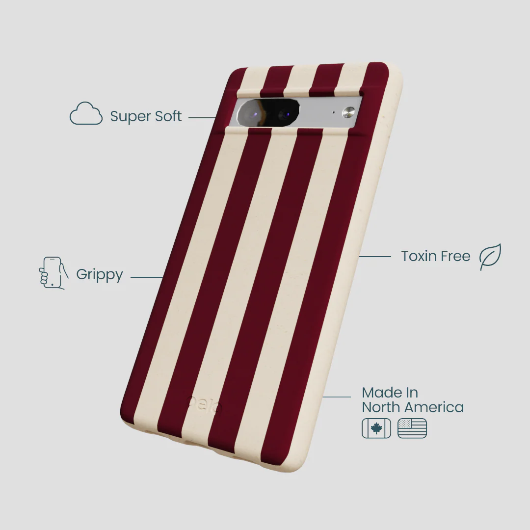 Seashell Big Burgundy Stripes Google Pixel 7a Case - Image 4
