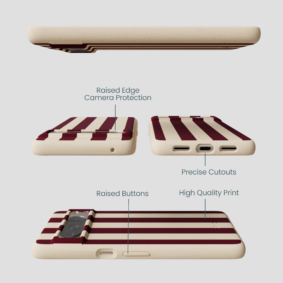 Seashell Big Burgundy Stripes Google Pixel 8 Pro Case - Image 3