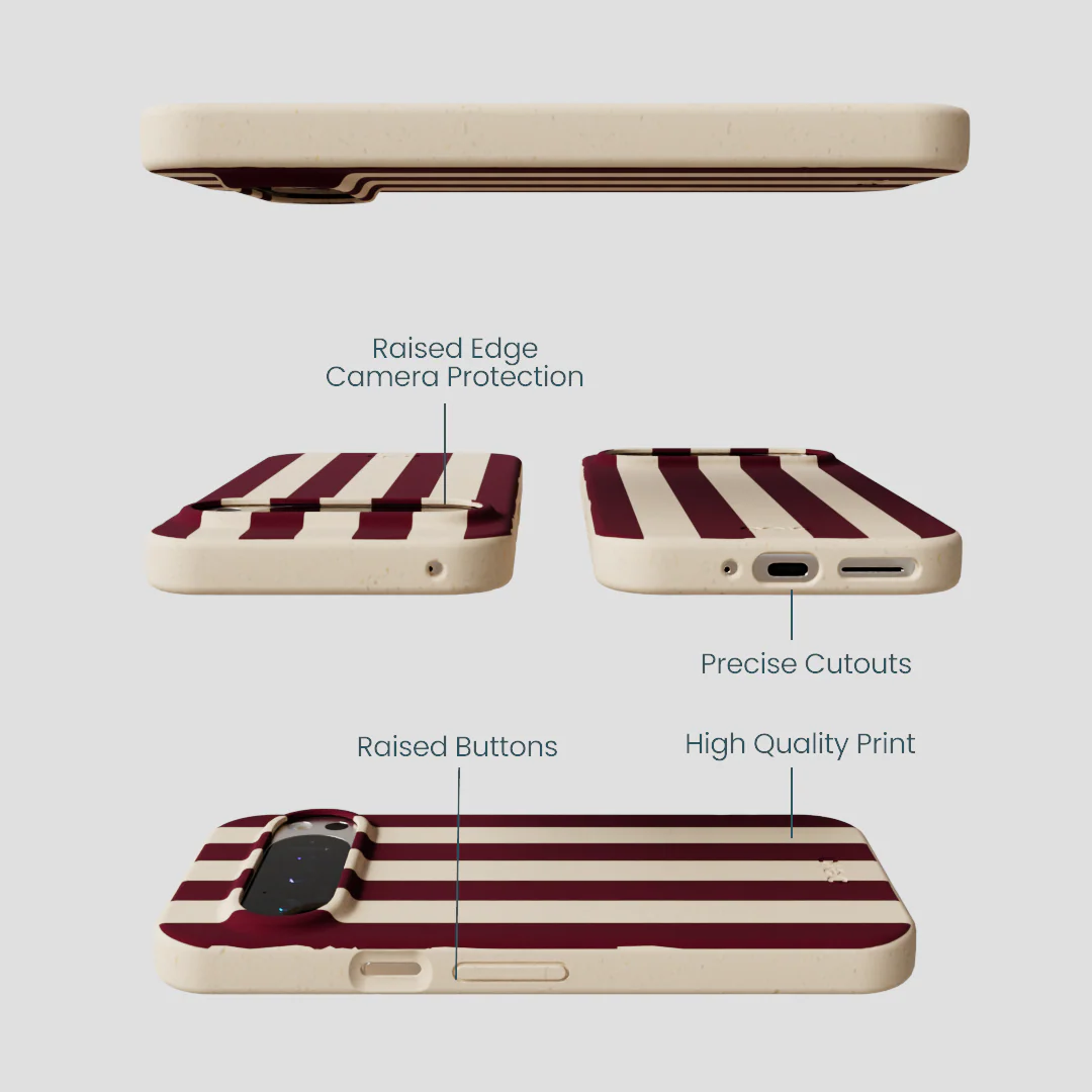 Seashell Big Burgundy Stripes Google Pixel 9/9 Pro Case - Image 3