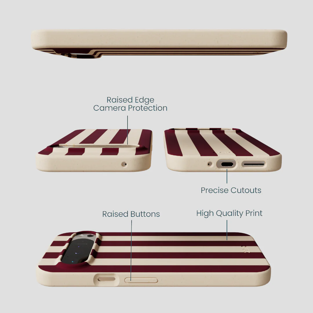 Seashell Big Burgundy Stripes Google Pixel 9 Pro XL Case - Image 3