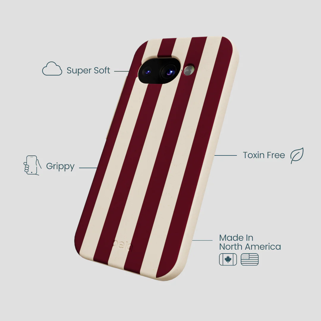 Seashell Big Burgundy Stripes Google Pixel 9a Case - Image 4
