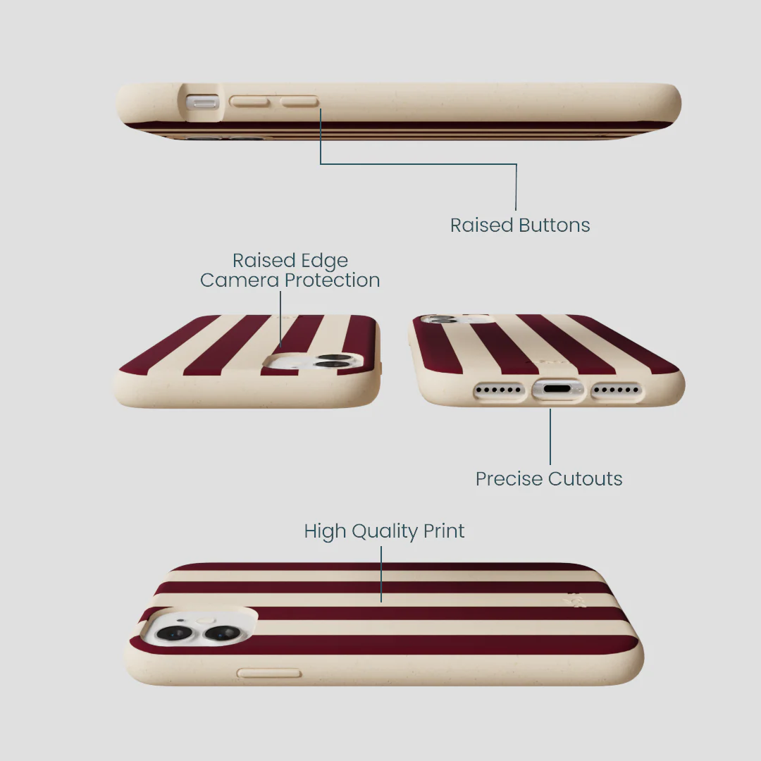 Seashell Big Burgundy Stripes iPhone 11 Case - Image 3