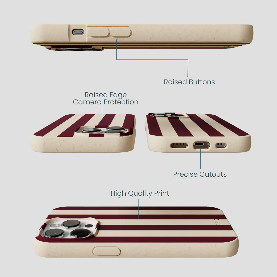 Seashell Big Burgundy Stripes iPhone 13 Pro Max Case - Image 3