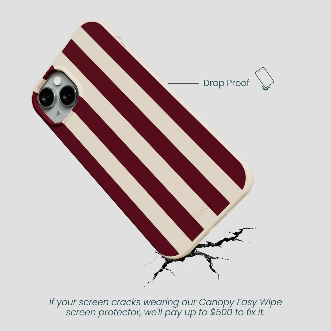 Seashell Big Burgundy Stripes iPhone 14 Plus Case - Image 5