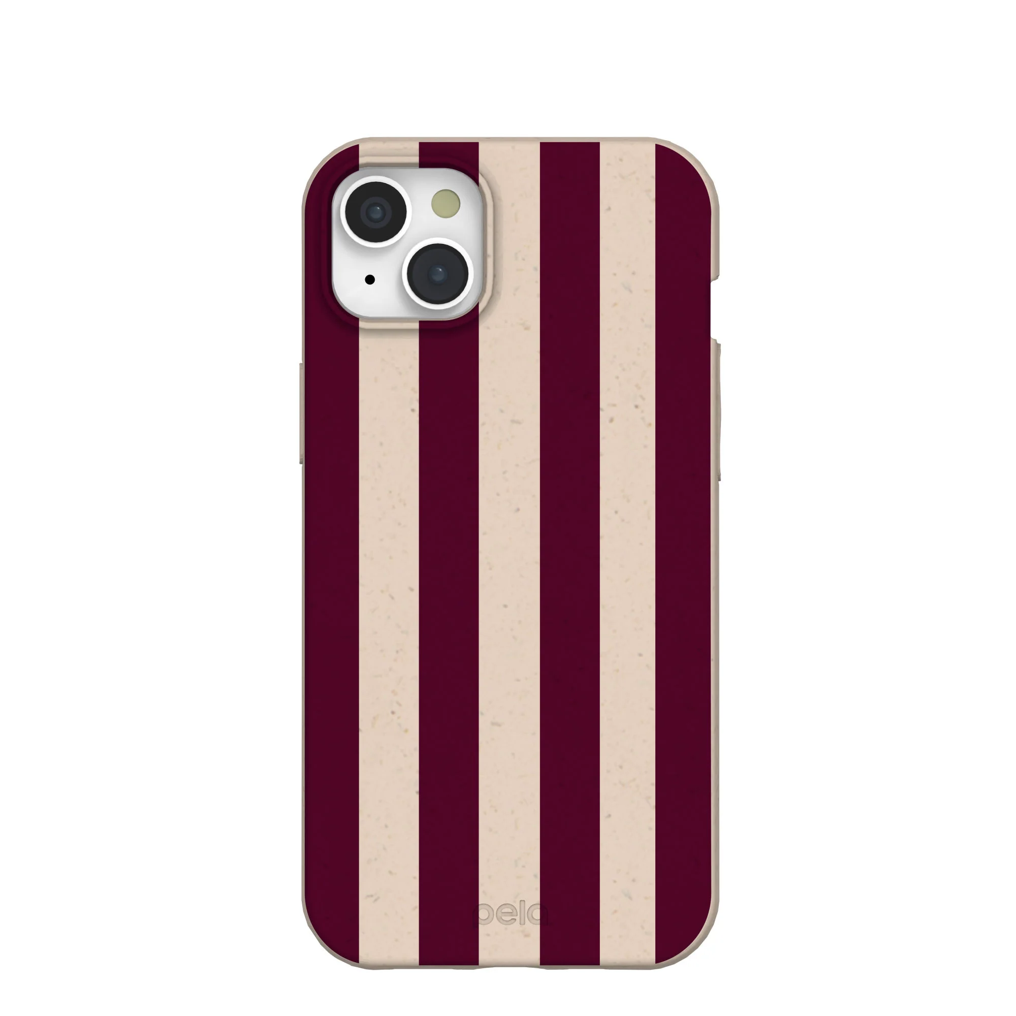 Seashell Big Burgundy Stripes iPhone 15 Plus Case
