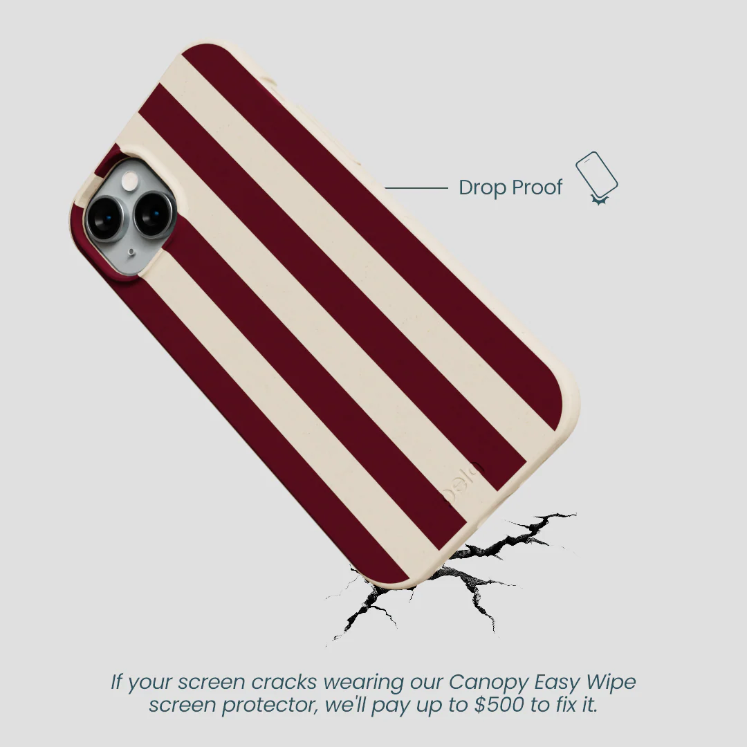 Seashell Big Burgundy Stripes iPhone 15 Plus Case - Image 5