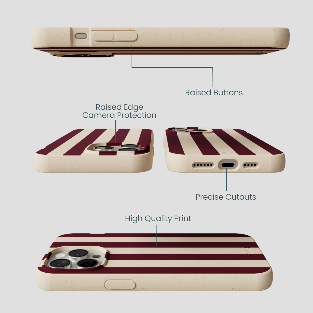 Seashell Big Burgundy Stripes iPhone 15 Pro Max Case - Image 3
