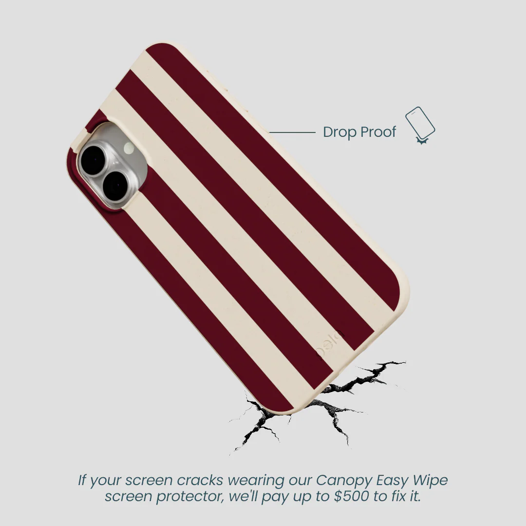 Seashell Big Burgundy Stripes iPhone 16 Plus Case - Image 5
