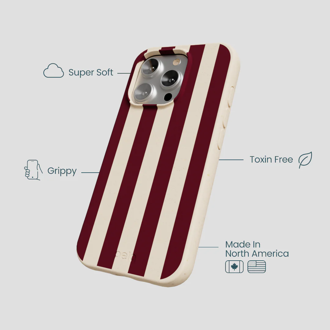 Seashell Big Burgundy Stripes iPhone 16 Pro Case - Image 4