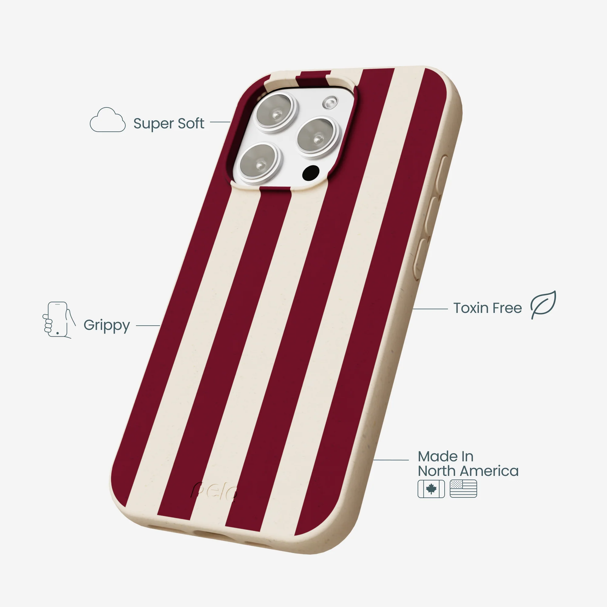 Seashell Big Burgundy Stripes iPhone 16 Pro Max Case - Image 4
