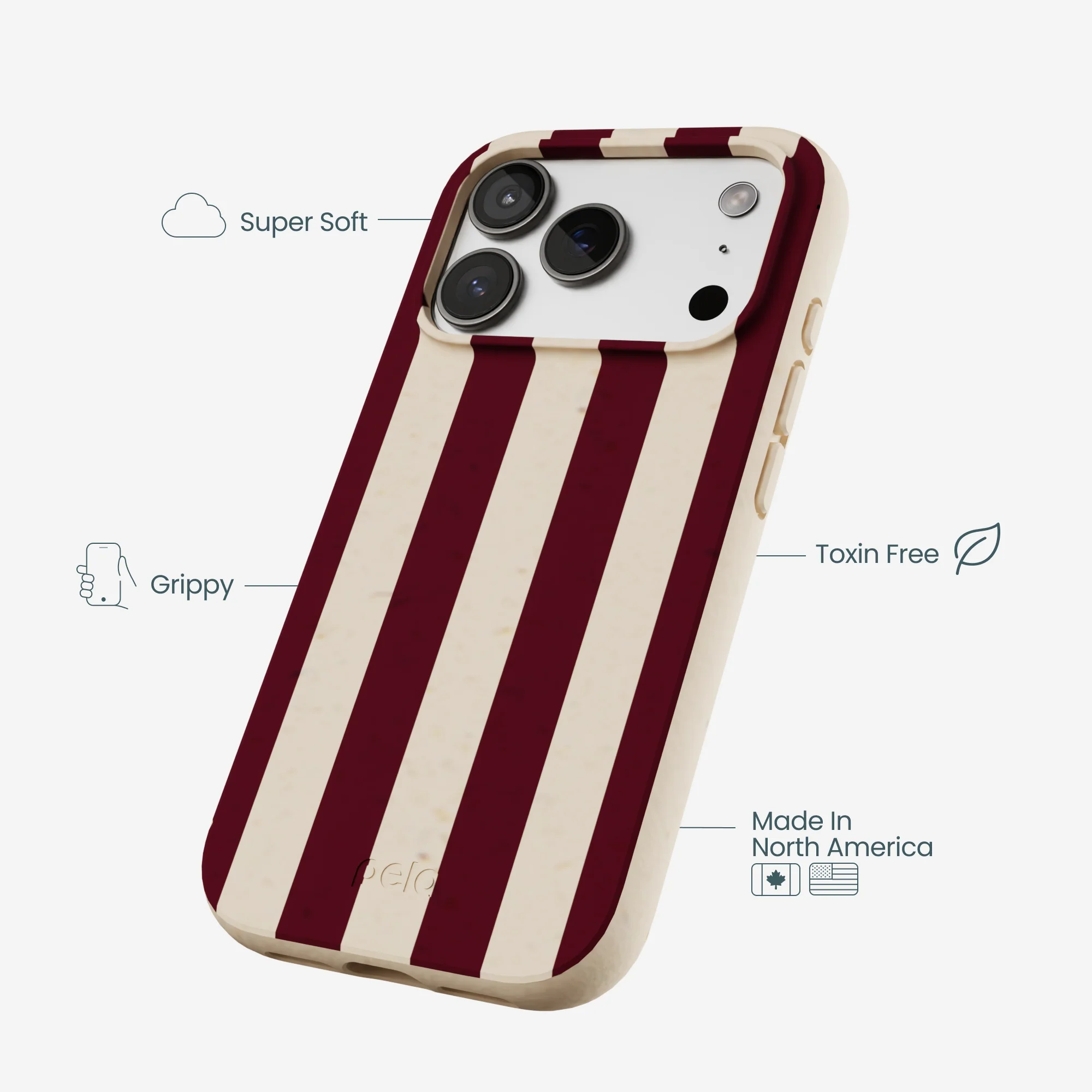 Seashell Big Burgundy Stripes iPhone 17 Pro Case - Image 4