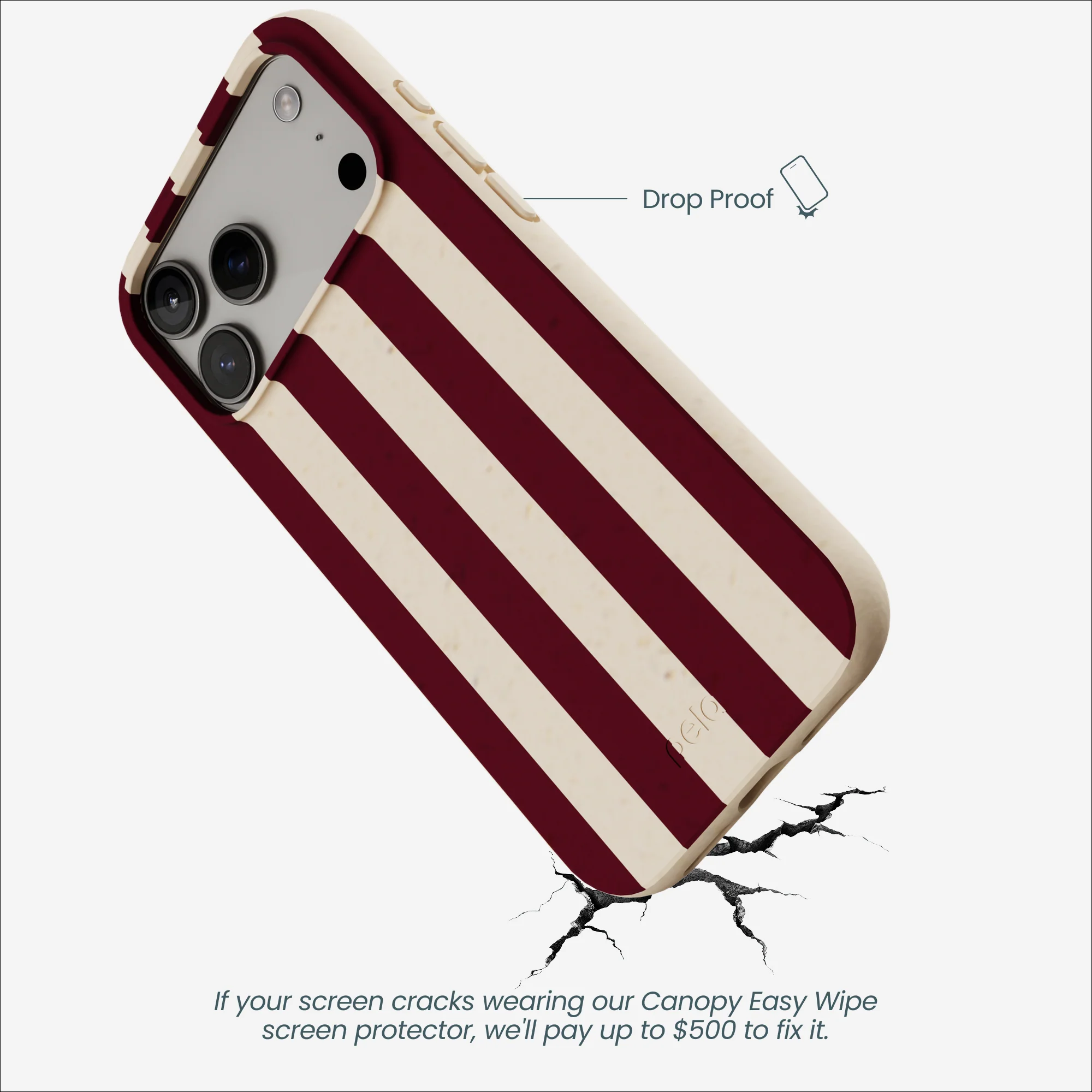 Seashell Big Burgundy Stripes iPhone 17 Pro Max Case - Image 5