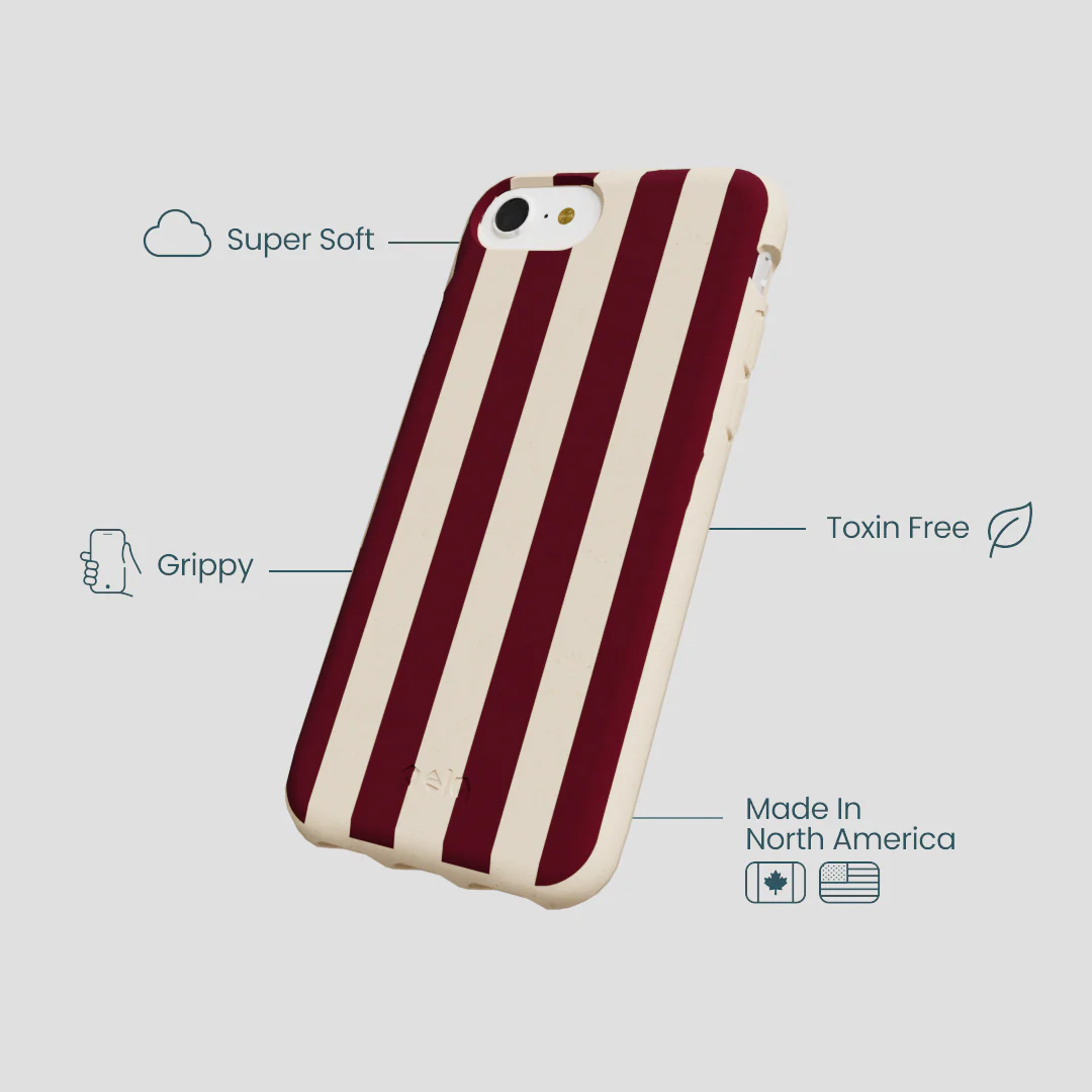 Seashell Big Burgundy Stripes iPhone 6/6s/7/8/SE Case - Image 4