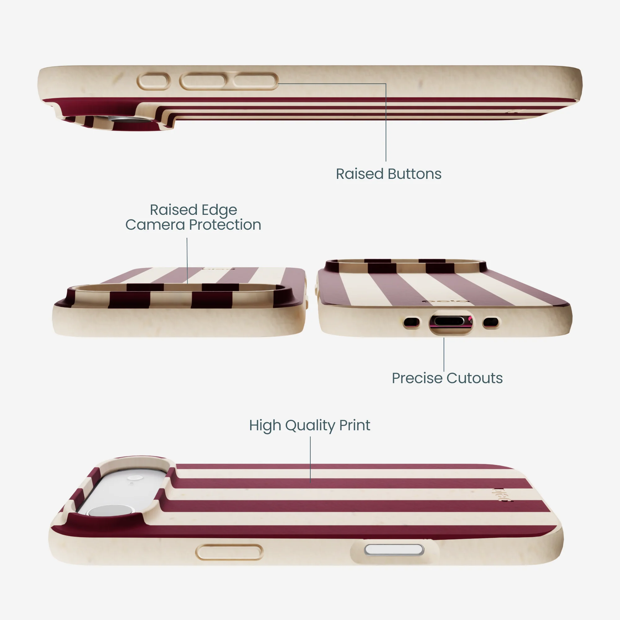 Seashell Big Burgundy Stripes iPhone Air Case - Image 3