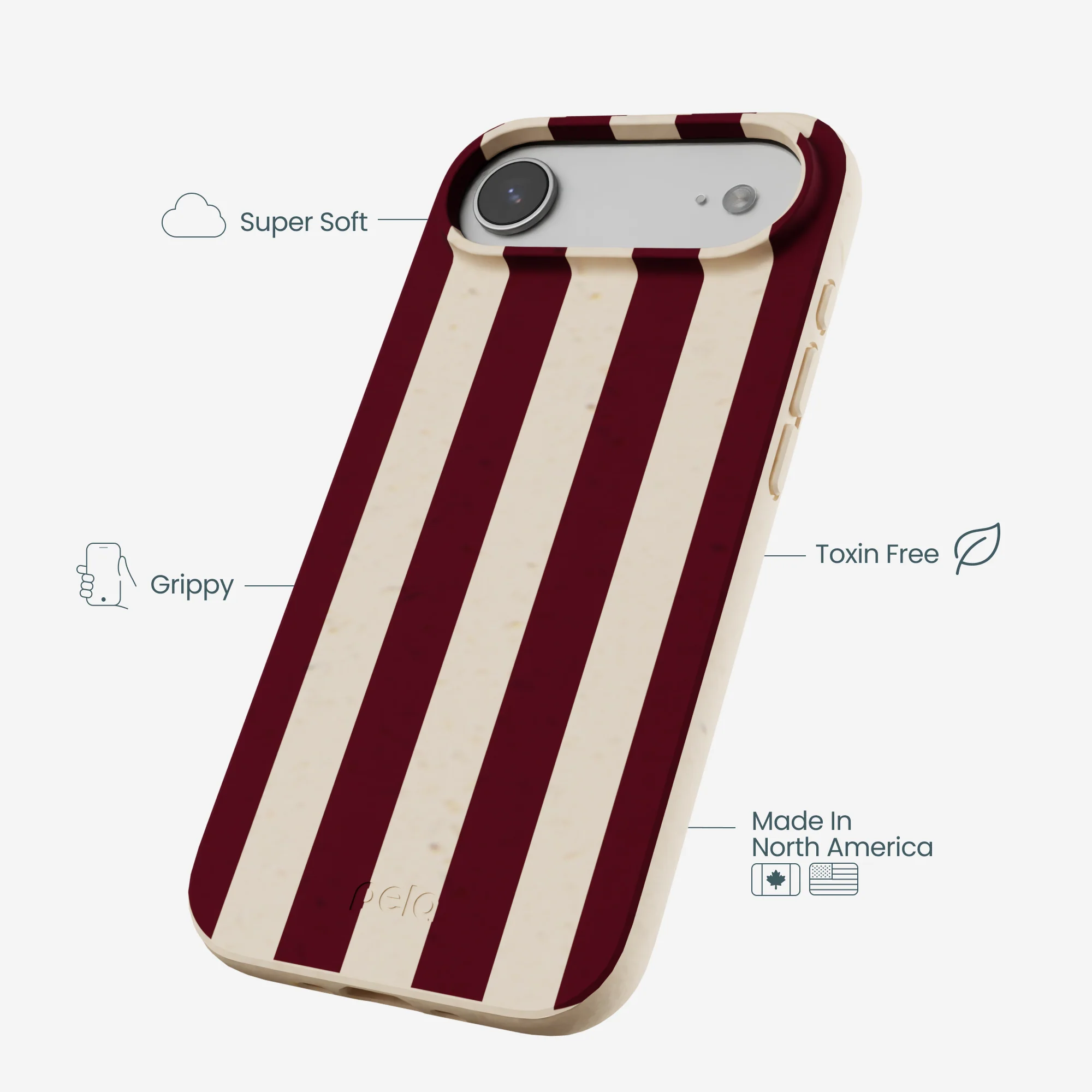 Seashell Big Burgundy Stripes iPhone Air Case - Image 4