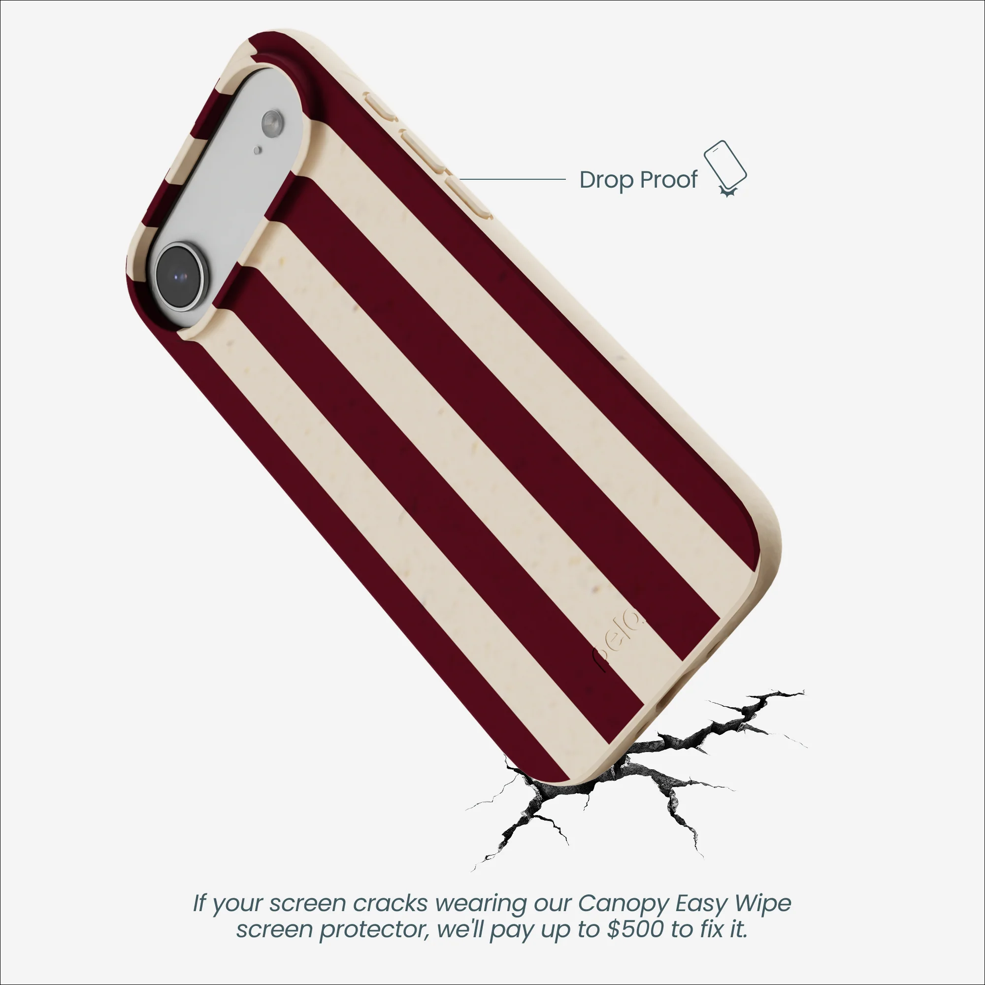 Seashell Big Burgundy Stripes iPhone Air Case - Image 5