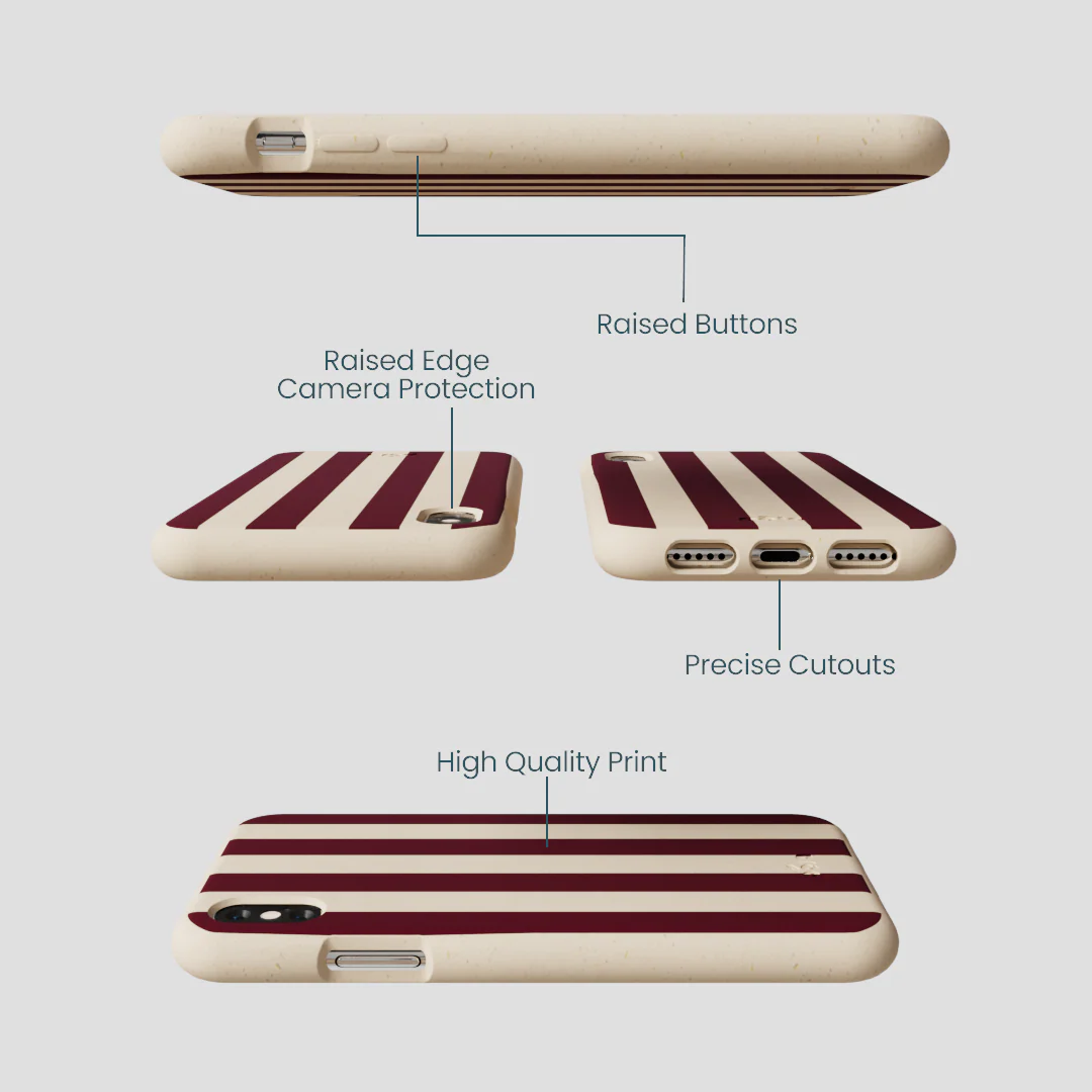 Seashell Big Burgundy Stripes iPhone XR Case - Image 3