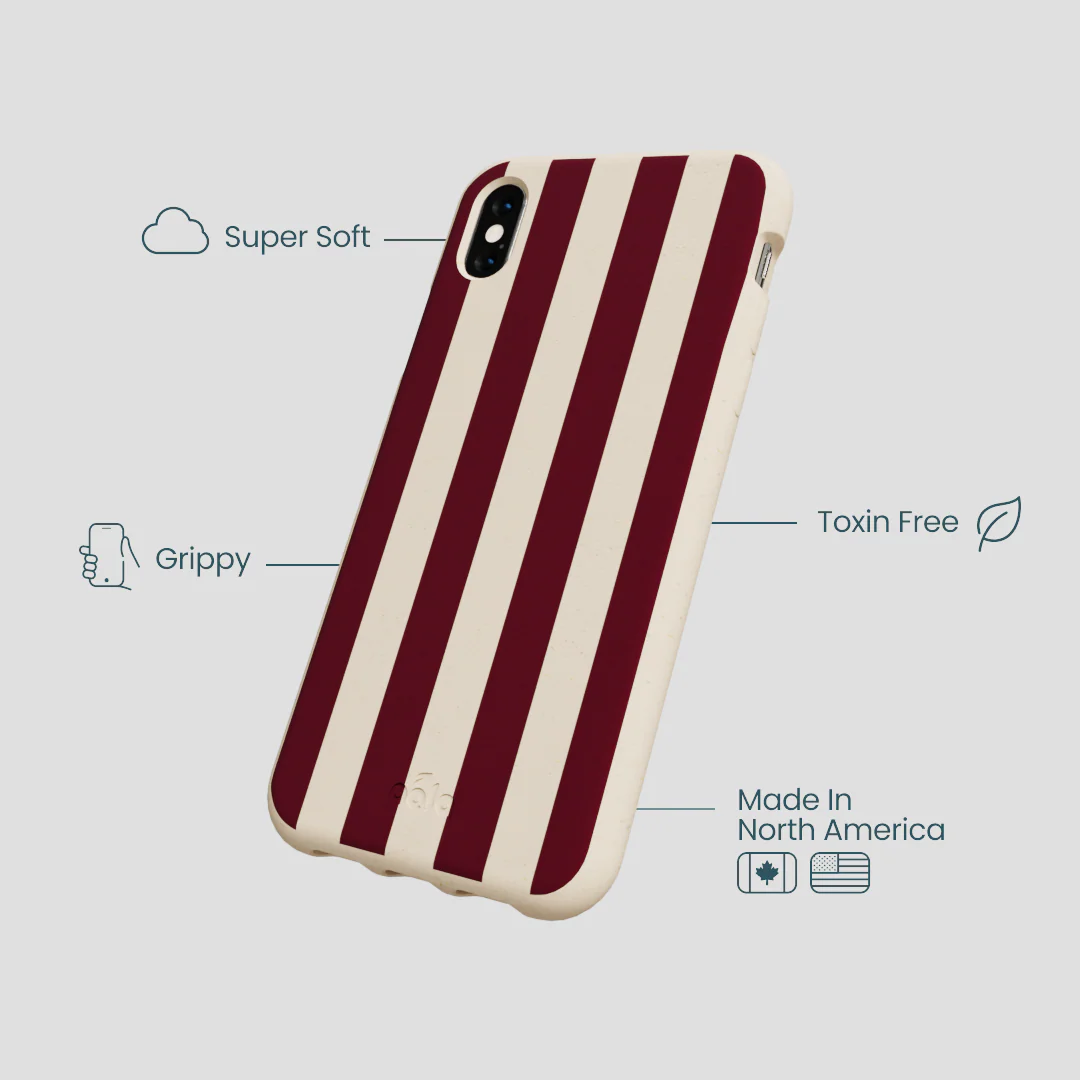 Seashell Big Burgundy Stripes iPhone XR Case - Image 4