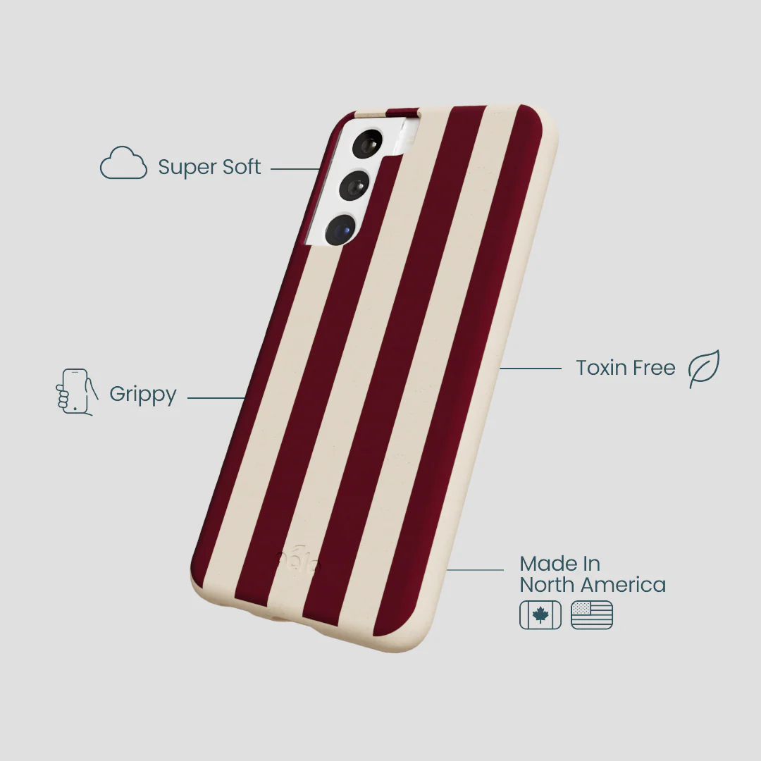 Seashell Big Burgundy Stripes Samsung Galaxy S21 Case - Image 4