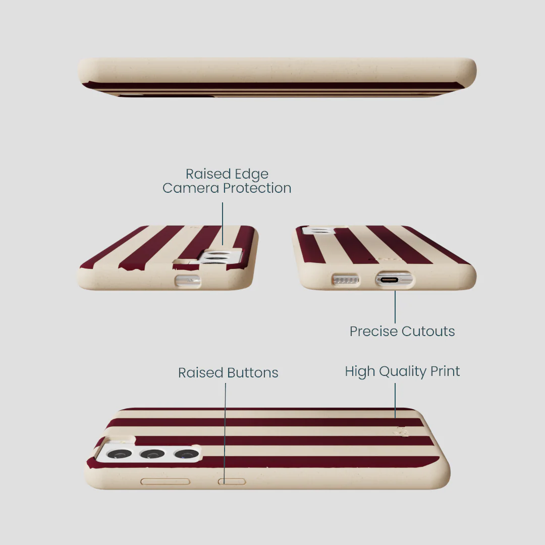 Seashell Big Burgundy Stripes Samsung Galaxy S22 Case - Image 3