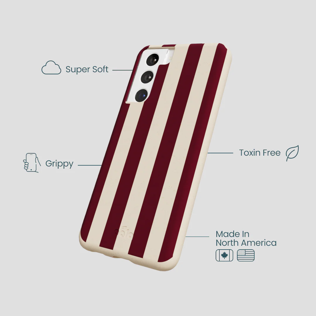 Seashell Big Burgundy Stripes Samsung Galaxy S22 Case - Image 4