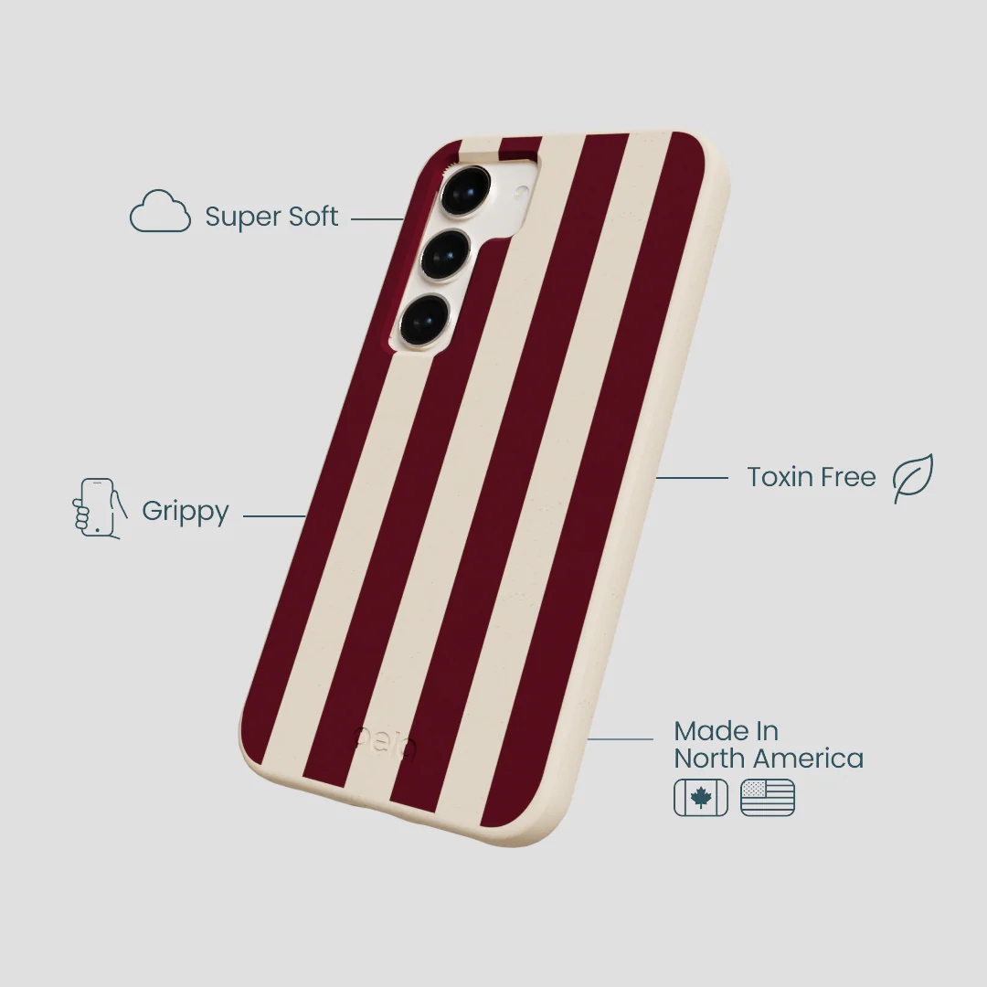 Seashell Big Burgundy Stripes Samsung Galaxy S23 Case - Image 4