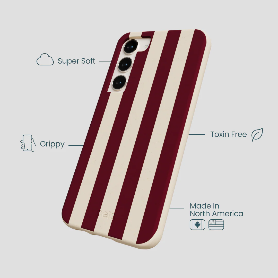 Seashell Big Burgundy Stripes Samsung Galaxy S23+(Plus) Case - Image 4
