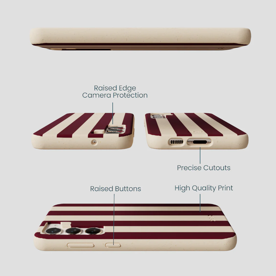 Seashell Big Burgundy Stripes Samsung Galaxy S24+(Plus) Case - Image 3