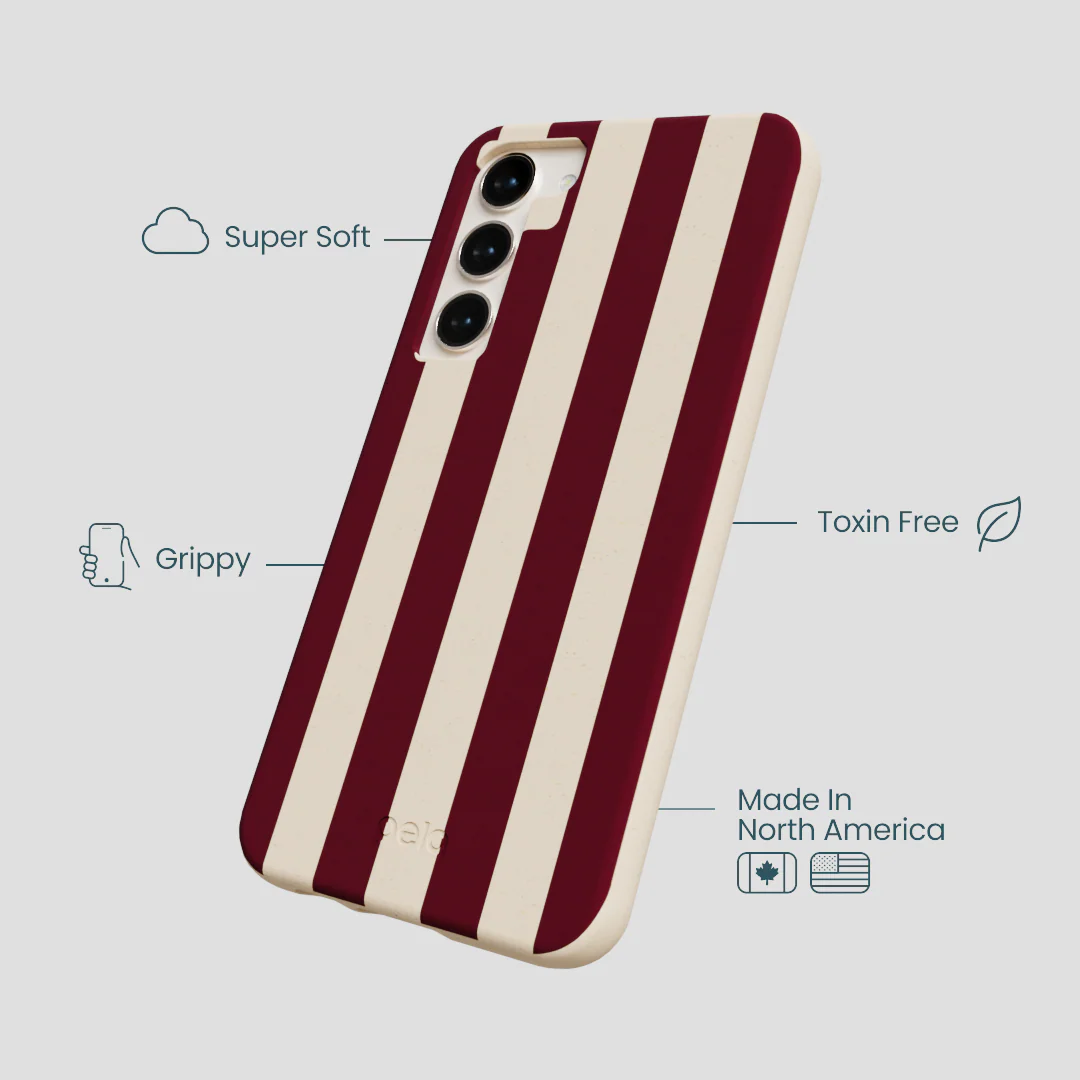 Seashell Big Burgundy Stripes Samsung Galaxy S24+(Plus) Case - Image 4