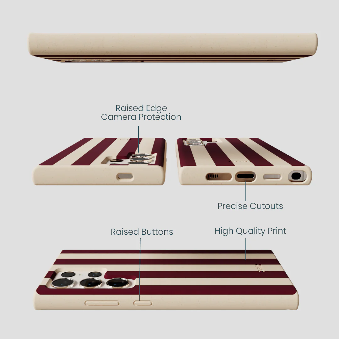 Seashell Big Burgundy Stripes Samsung Galaxy S24 Ultra Case - Image 3