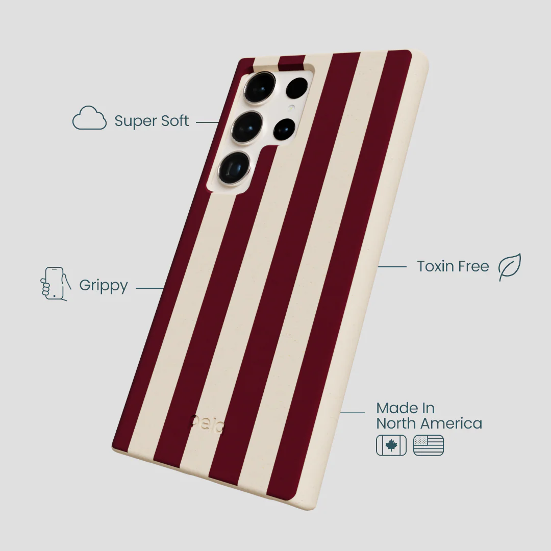 Seashell Big Burgundy Stripes Samsung Galaxy S24 Ultra Case - Image 4