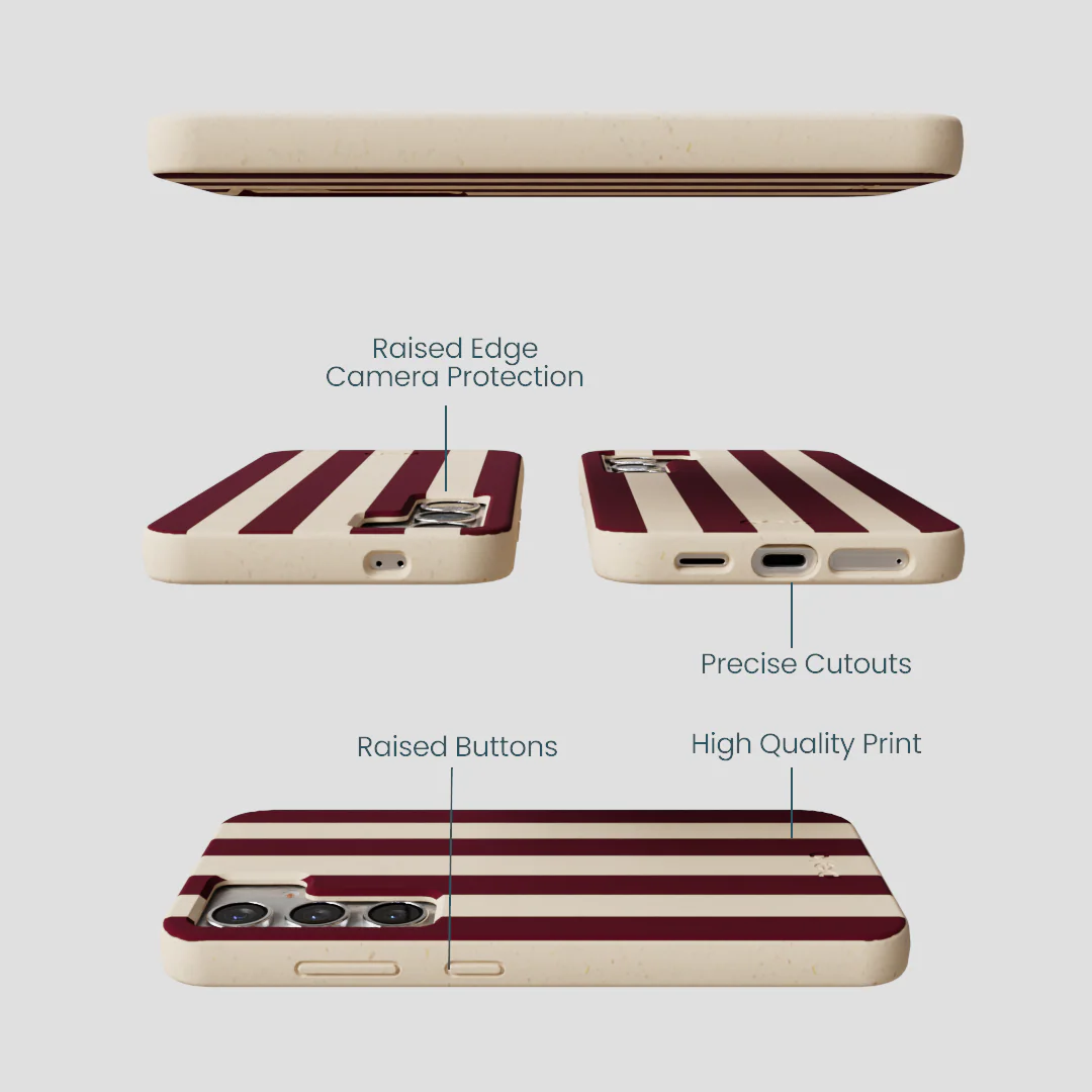 Seashell Big Burgundy Stripes Samsung Galaxy S25 Case - Image 3