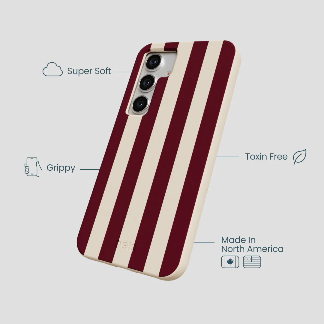 Seashell Big Burgundy Stripes Samsung Galaxy S25 Case - Image 4