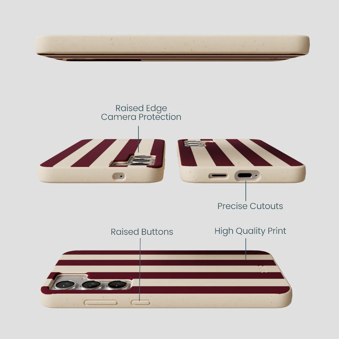 Seashell Big Burgundy Stripes Samsung Galaxy S25+(Plus) Case - Image 3