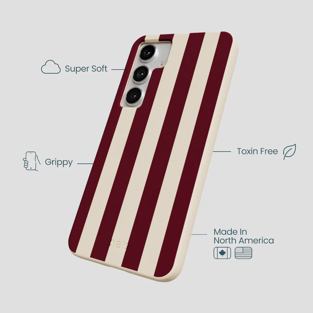 Seashell Big Burgundy Stripes Samsung Galaxy S25+(Plus) Case - Image 4