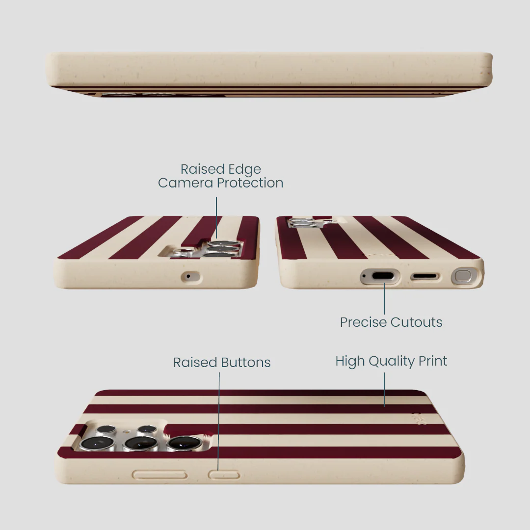 Seashell Big Burgundy Stripes Samsung Galaxy S25 Ultra Case - Image 3