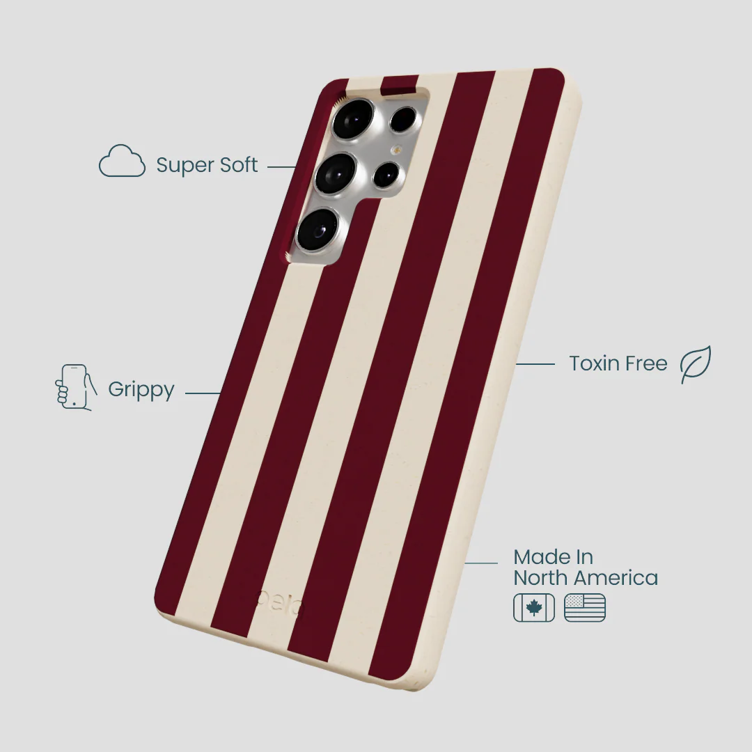 Seashell Big Burgundy Stripes Samsung Galaxy S25 Ultra Case - Image 4