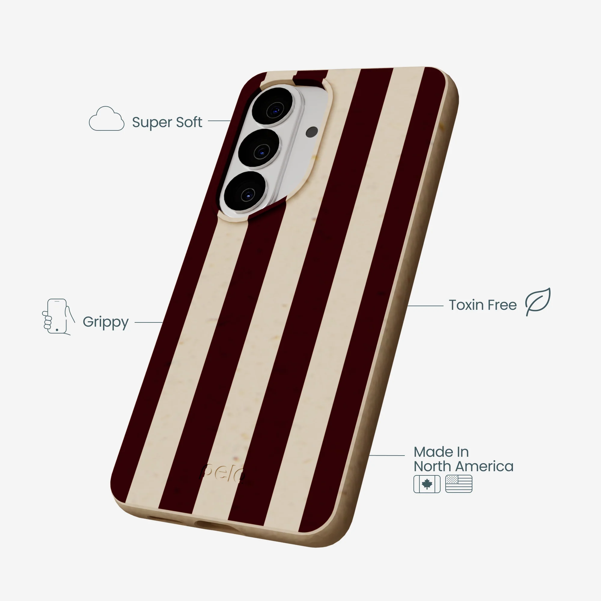 Seashell Big Burgundy Stripes Samsung Galaxy S26 Case - Image 4